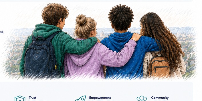 Four friends standing together
