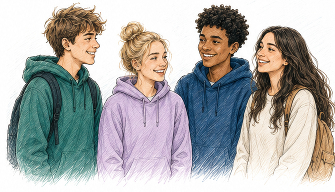 Alex, Mia, Sam and Emma — the AnxemHelp relaxation guides